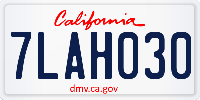 CA license plate 7LAH030