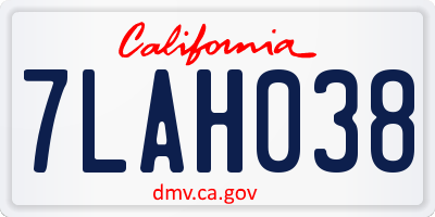 CA license plate 7LAH038