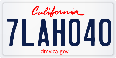 CA license plate 7LAH040