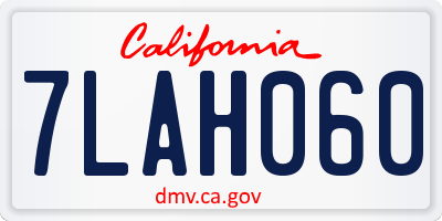 CA license plate 7LAH060