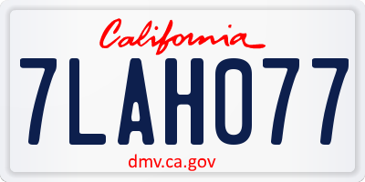 CA license plate 7LAH077