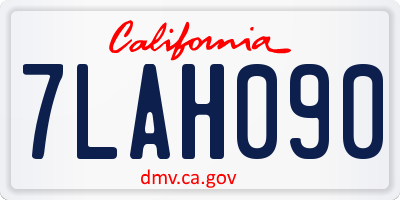 CA license plate 7LAH090
