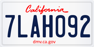 CA license plate 7LAH092