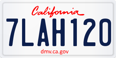 CA license plate 7LAH120