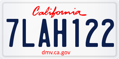 CA license plate 7LAH122