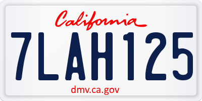 CA license plate 7LAH125