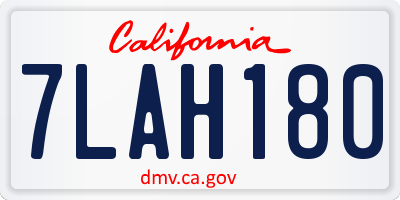 CA license plate 7LAH180