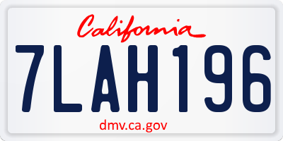 CA license plate 7LAH196