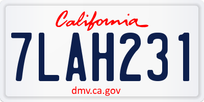 CA license plate 7LAH231