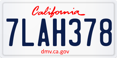 CA license plate 7LAH378