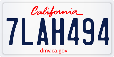 CA license plate 7LAH494