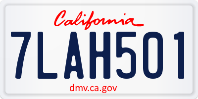 CA license plate 7LAH501