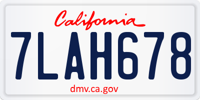CA license plate 7LAH678