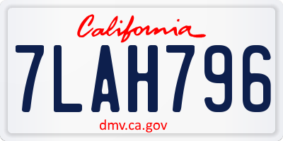 CA license plate 7LAH796