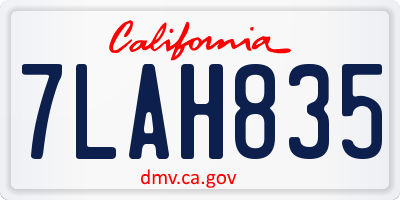 CA license plate 7LAH835