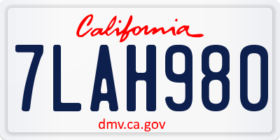 CA license plate 7LAH980