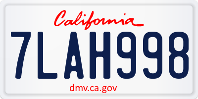 CA license plate 7LAH998
