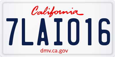 CA license plate 7LAI016