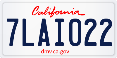 CA license plate 7LAI022