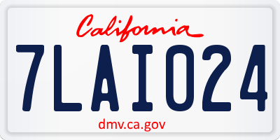 CA license plate 7LAI024