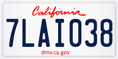 CA license plate 7LAI038
