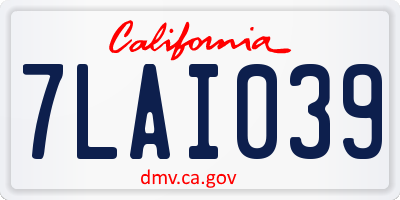 CA license plate 7LAI039
