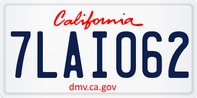 CA license plate 7LAI062