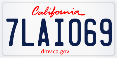 CA license plate 7LAI069