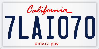 CA license plate 7LAI070