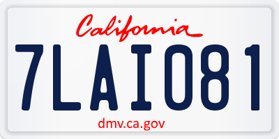 CA license plate 7LAI081