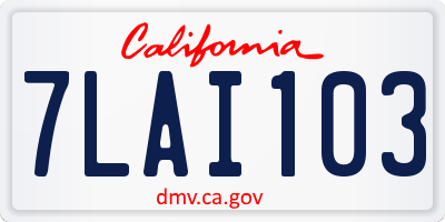 CA license plate 7LAI103