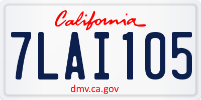 CA license plate 7LAI105