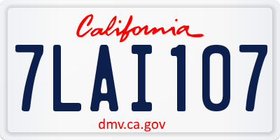CA license plate 7LAI107