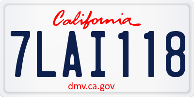 CA license plate 7LAI118