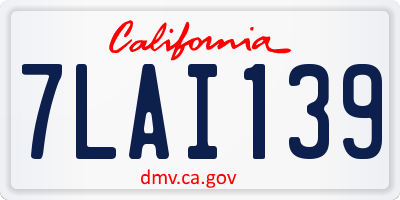 CA license plate 7LAI139