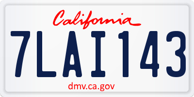 CA license plate 7LAI143