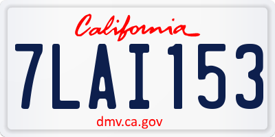 CA license plate 7LAI153