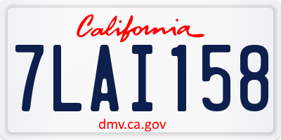 CA license plate 7LAI158