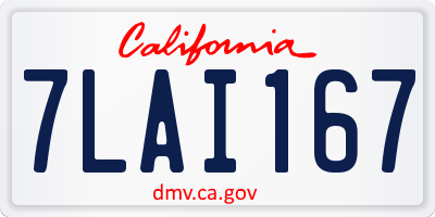 CA license plate 7LAI167