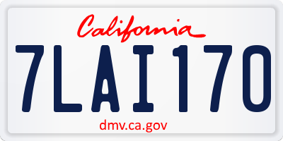 CA license plate 7LAI170