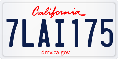 CA license plate 7LAI175