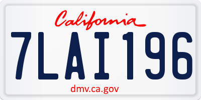 CA license plate 7LAI196