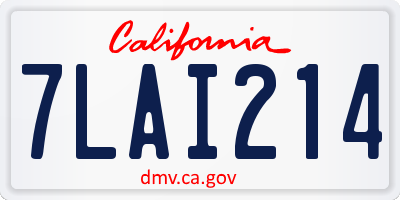 CA license plate 7LAI214