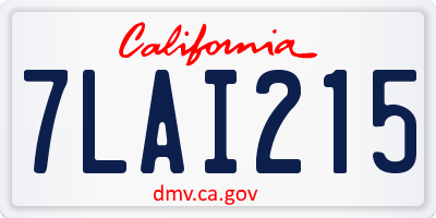 CA license plate 7LAI215