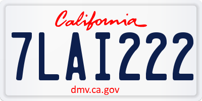 CA license plate 7LAI222