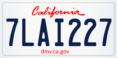 CA license plate 7LAI227