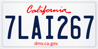 CA license plate 7LAI267
