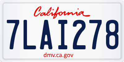CA license plate 7LAI278