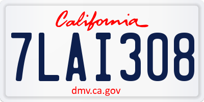 CA license plate 7LAI308
