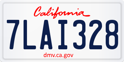 CA license plate 7LAI328